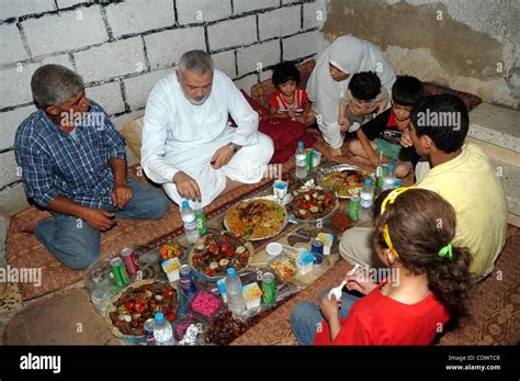 Palestinian Prime Minister in Gaza Strip, Ismail Haniya during eating ...