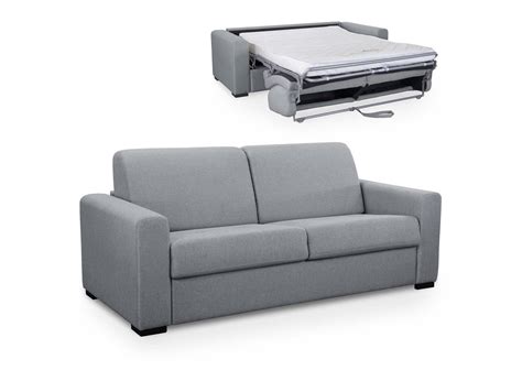 Canape convertible 3 places louna en tissu gris ouverture express louna 140 gris