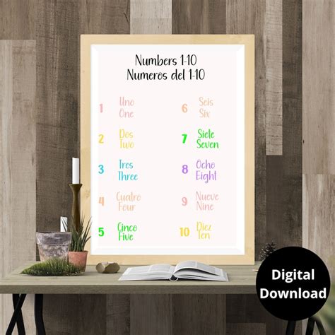 Spanish Chart Numbers spanish Number List Number 10 Prints - Etsy