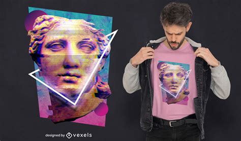 T-Shirt-Design Mit Glitch-Venus-Statue PSD Bearbeitbare Vorlage