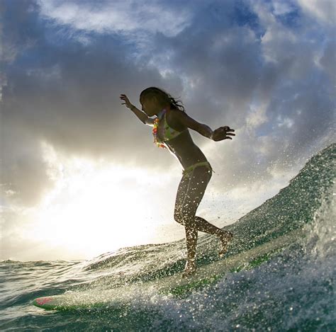 Sunset Surfer Girl - Square format Photograph by Sean Davey - Pixels