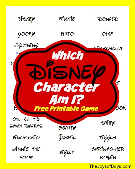 "Which Disney Character Am I?" - Printable Disney Game