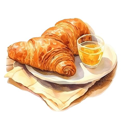 Cute Croissant Breakfast Stationary Sticker Oil Painting, Croissant, Bakery, Sweet PNG ...