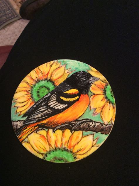 Maryland Baltimore Oriole/Sunflower | Oriole bird, Painting, State birds