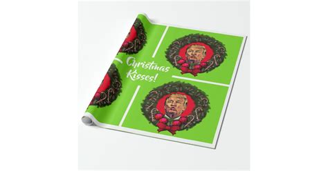 Funny Trump Pucker "Christmas Kisses" Wrapping Paper | Zazzle