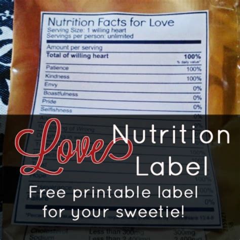 Love Nutrition Label