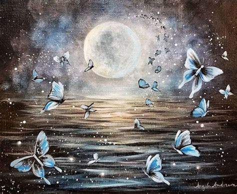 Free Acrylic Painting Tutorial by Angela Anderson on YouTube Moonlight Butterflies https://youtu ...