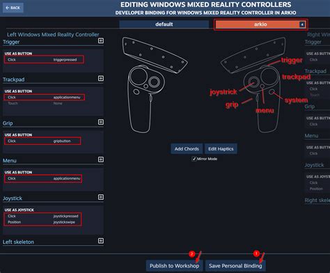 Steam VR controller bindings – Arkio