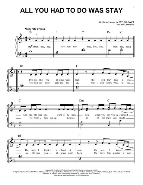 Stay With Me Piano Chords Easy - Sheet and Chords Collection