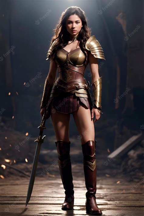 Premium AI Image | full body photo of a beautiful young warrior woman ...