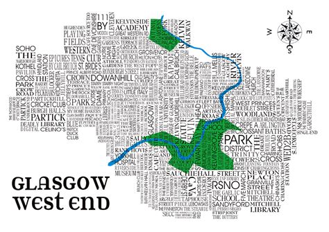 Glasgow West End Word Map - Dead Famous Cities Glasgow