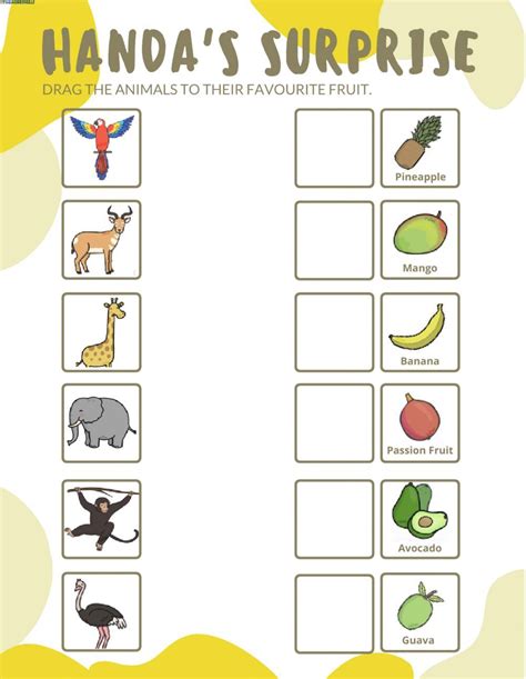 Handa's Matching Activity - Interactive worksheet | Handas surprise ...