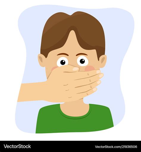 Adult man hand covering mouth of boy Royalty Free Vector