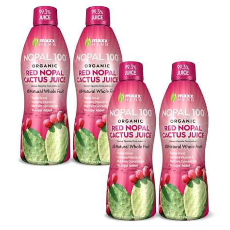 Maxx Herb Prickly Pear Nopal Cactus Juice, 4 Bottles, 32 Oz (128 ...