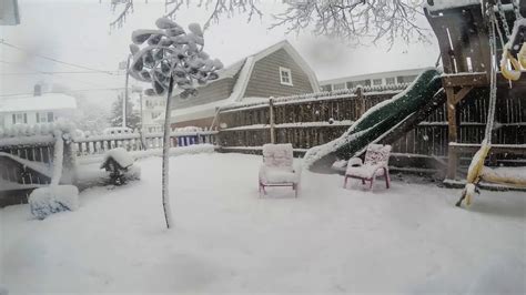 Snow Time Lapse in Rhode Island Back Garden - YouTube