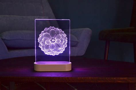 Lotus Mandala acrylic 3d LED Table Lamp bedroom Night Light