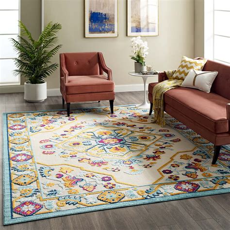 Reflect Freesia Distressed Vintage Floral Persian Medallion 8x10 Indoor and Outdoor Area Rug in ...