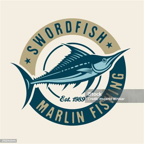 Ikan Todak Marlin Memancing Lambang Makanan Laut Ilustrasi Stok - Unduh Gambar Sekarang - iStock