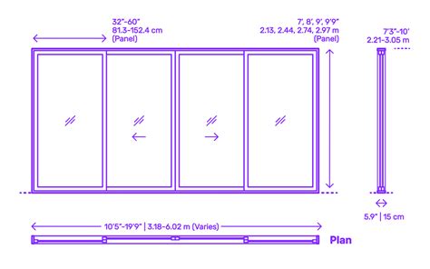 Multi-Slide Door - Stacking, 4 Panels, Bi-Part Dimensions & Drawings ...