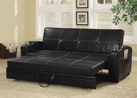 Faux Leather Sofa Bed With Storage And Cup Holders from Coaster (300132 ...