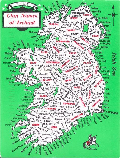 Clan Names of Ireland Map Card | Ireland map, Genealogy ireland, Genealogy