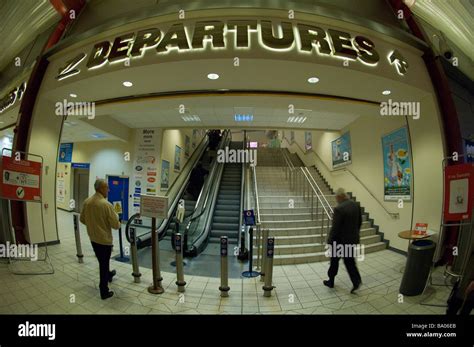 Departures escalator and stairs Luton Airport Luton England UK Europe ...