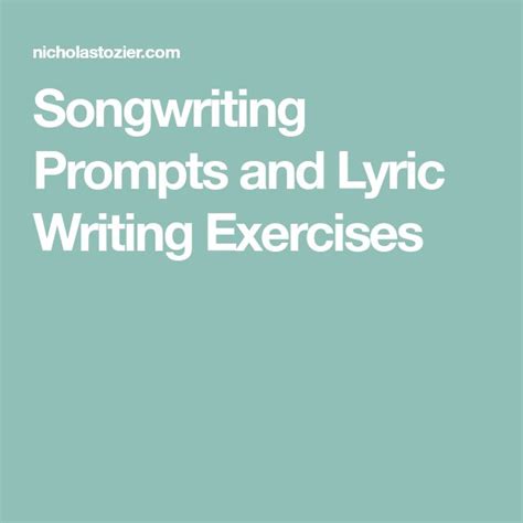 Songwriting Prompts and Lyric Writing Exercises | Songwriting prompts ...