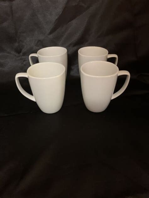 SET/4 CORELLE PORCELAIN VITRELLE Pure White* COFFEE MUGS 4 1/2" High Pre-Owned | eBay