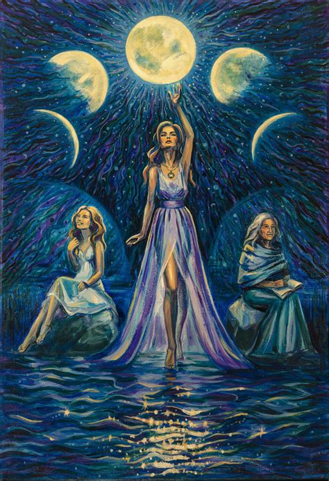 The Three Faces of the Moon Goddess by Elena Averina (2020) : Painting ...