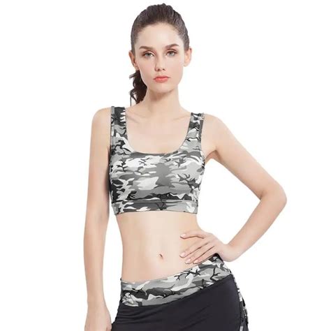 Women Cross Sports Bra Sport Top For Female Brassiere Camouflage Print Gym Fitness Push Up ...