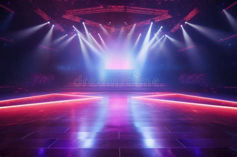 Empty Concert Stage with Illuminated Spotlights Stock Photo - Image of ...