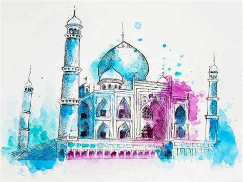 Taj Mahal, City art, Watercolor art, Indian art, City Illustration ...