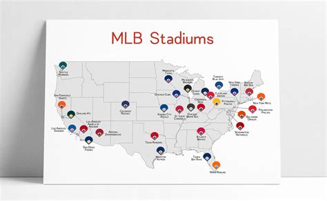 Ballparks Map Baseball Stadiums Map MLB Stadium Print