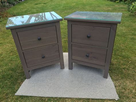 IKEA HEMNES x 2 Chest of 2 drawers, bedside table, black-brown with glass top | in Bournemouth ...