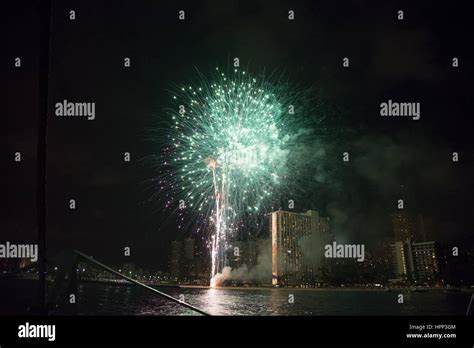 Fireworks at the Waikiki Beach, Oahu, Hawaii Stock Photo - Alamy