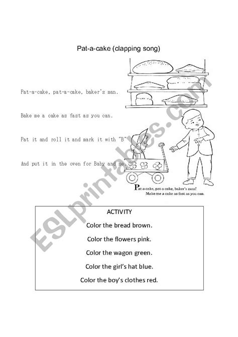 Pat a cake song - ESL worksheet by olguitab