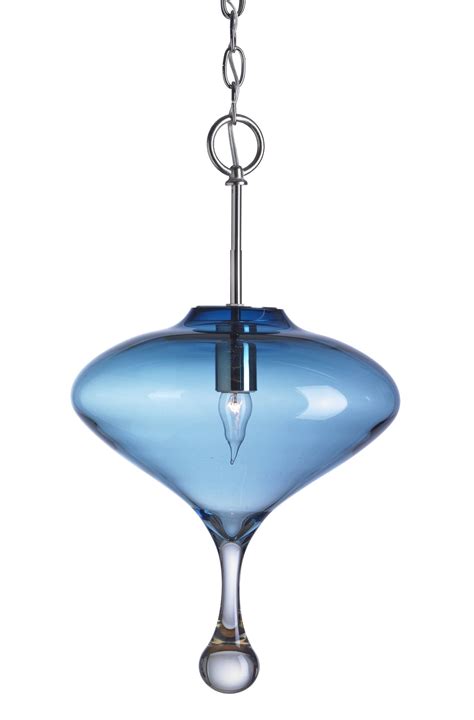 Martini Droplet in Steel Blue by Moshe Bursuker (Art Glass Pendant Lamp) | Artful Home | Blown ...