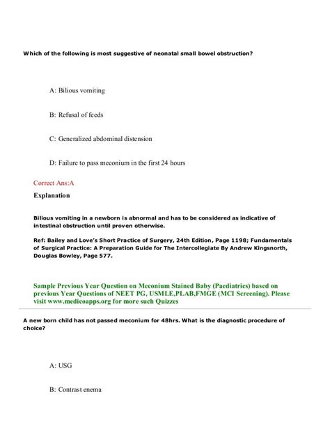 Meconium stained baby sample questions based on neet pg , usmle, plab…