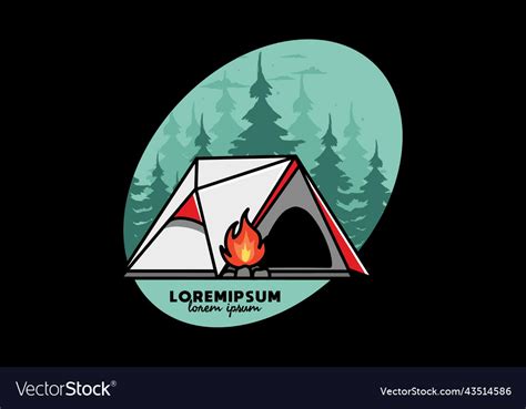 Triangle camping tent and bonfire design Vector Image