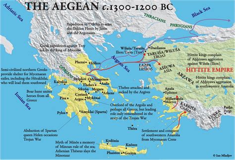 Aegean 1300-1200 BCE: text descriptions blend historical with mythical information.--Set the ...