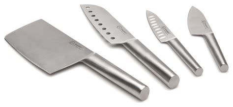 Straight 4-Piece Santoku Knife Set Hollow - Contemporary - Santoku ...