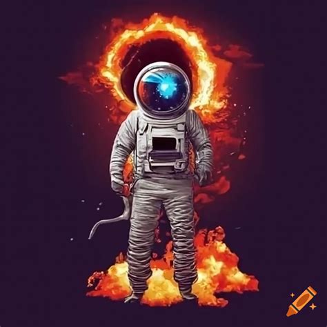 Astronaut with explosion in space