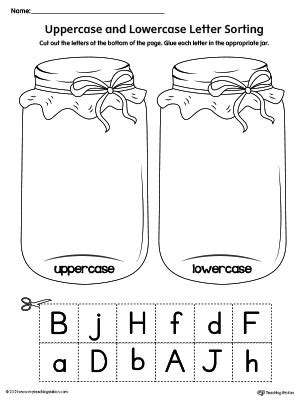 *FREE* Uppercase Lowercase Letter Sorting Cut and Paste Jar | MyTeachingStation.com