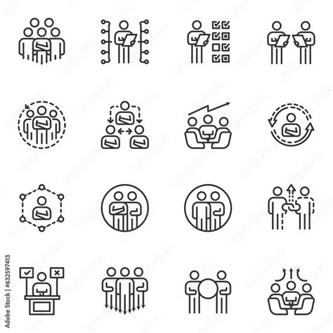 people icons business process, human resource management, meeting work ...