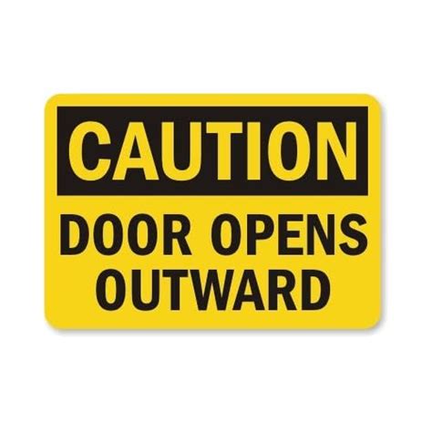 Caution: Door Opens Outward Label, 5" x 3.5"