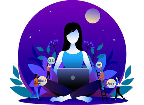 Best Free Women Web Developer with laptop Illustration download in PNG & Vector format