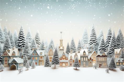 Premium AI Image | Christmas Village Scene With Snow In Vintage Style ...