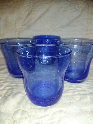 Vintage Tumbler Set of Four 4 Low-ball Barware Glasses Seed Bubble Hand Blown | eBay