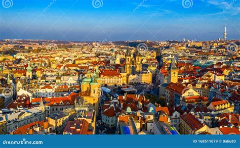 Aerial Prague Panoramic Drone View the City of Praag at the Old Town ...