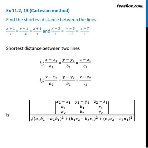 Find shortest distance between lines - 3D Geometry (Vector, Cartesian)